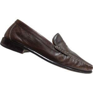 BRASS BOOT Leather Brown Sz 11 M Men Sheepskin Lined Penny Loafers